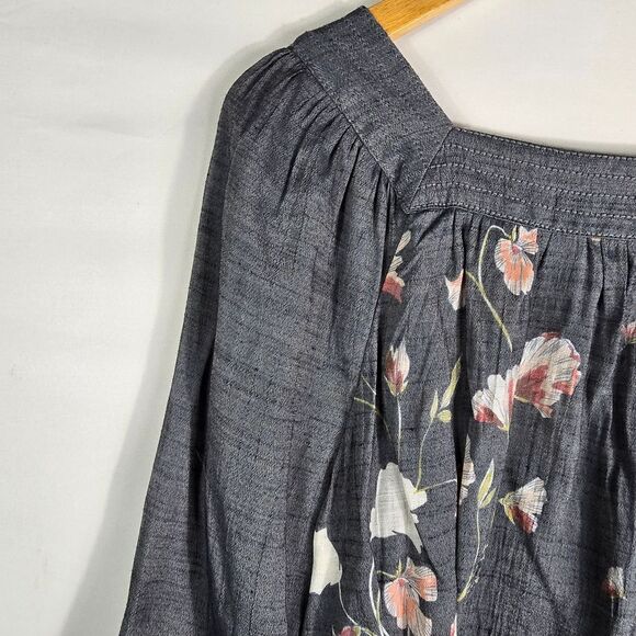 LC Lauren Conrad Floral Dark Gray and Pink Blouse Size L - Picture 12 of 12